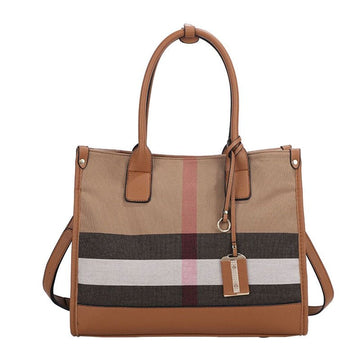 Designer Luxury Tote Handbag Plaid